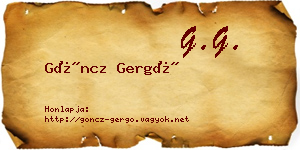 Göncz Gergő névjegykártya